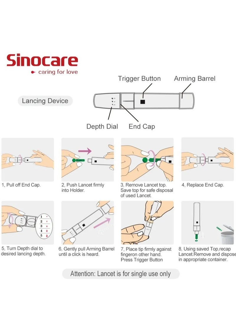 SINOCARE - SINOCARE No-Code Adjustment Fully Automatic Blood Glucose Meter Diabetes Monitoring Blood Glucose Meter - Image 1