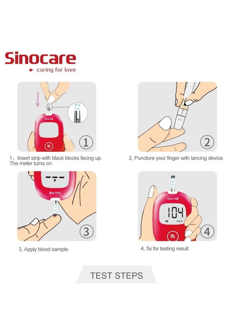 SINOCARE - SINOCARE No-Code Adjustment Fully Automatic Blood Glucose Meter Diabetes Monitoring Blood Glucose Meter - Image 1