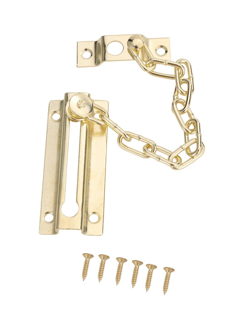 LAWAZIM Chain Door Lock Copper Platted - 85mm - with Sliding Chain Design and Mounting Screws - Ideal for Home Entry Doors, Apartments, Dorm Rooms, and Indoor Security Access  - Image 1