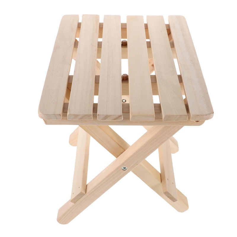 Portable Folding Solid Wood Stool Lightweight Foldable Seat for Camping Hiking Fishing - Image 2
