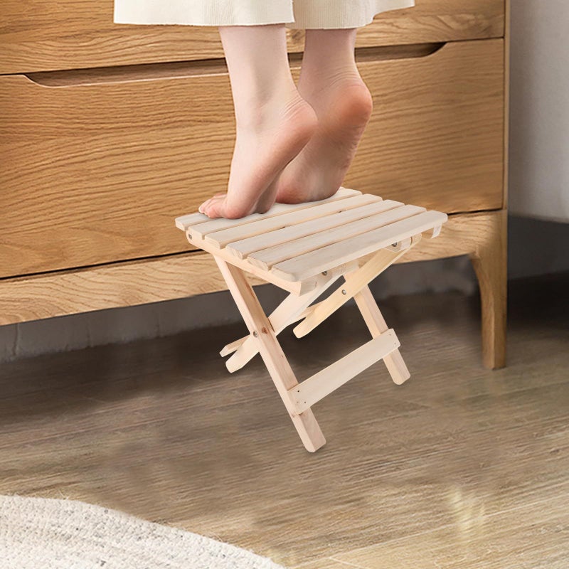 Portable Folding Solid Wood Stool Lightweight Foldable Seat for Camping Hiking Fishing - Image 3