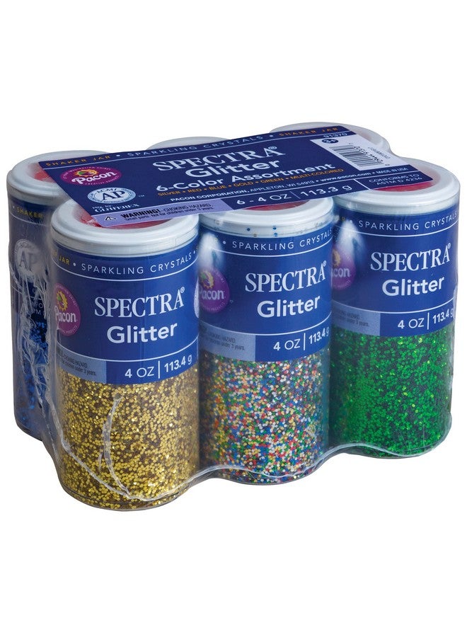 Spectra Arts & Crafts Glitter Assortment, 6 Assorted Colors, 4 Oz., 6 Jars - Image 1