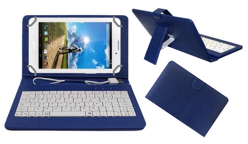 ACM USB Keyboard Case Compatible with ACER ICONIA A1-713 HD Tablet Cover Stand Study Gaming Direct Plug & Play - Blue - Image 1