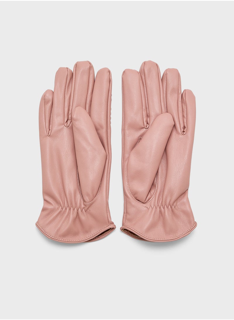 Ginger Faux Leather Bow Detail Winter Glove  - Image 2