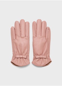 Ginger Faux Leather Bow Detail Winter Glove  - Image 1