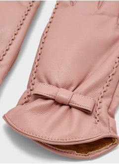 Ginger Faux Leather Bow Detail Winter Glove  - Image 3
