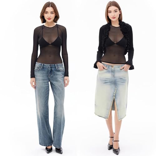 Buauty Black Sheer Tops for Women,Mesh Fishnet Tops Plus Size,Stylish and Sensational Mesh Blouses for Fashion-Forward Ladies - Image 5