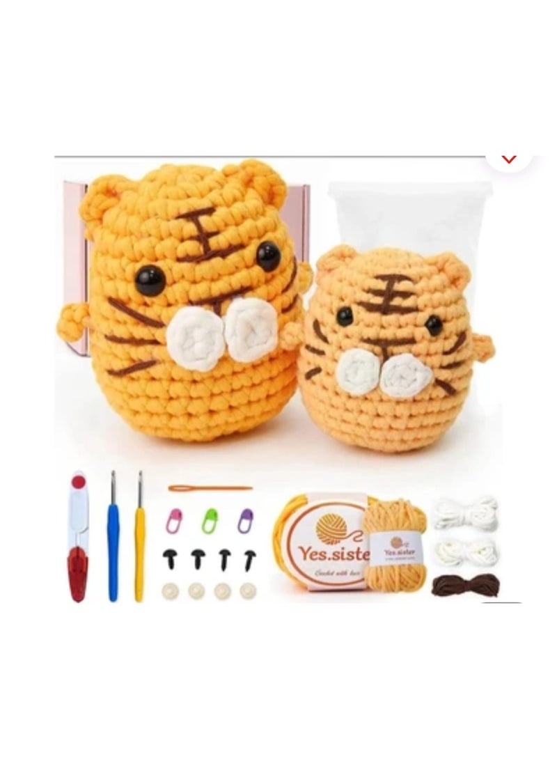 Crochet Kit, Orange Sunny The Tiger, DIY Craft Set with Yarn, Hook, Stuffing, Complete Beginner Friendly, for Kids & Adults, Great Fun Activity, Nice Gifting Idea - Image 3