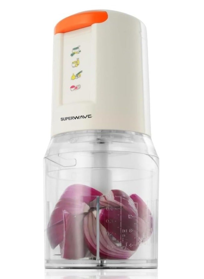 سوبر ويف قطاعة خضروات كهربائية سعة 0.5 لتر قدرة 300 واط | سرعتان للتقطيع ومزودة بـ 4 شفرات حادة من الاستانلس استيل سهلة التركيب والتنظيف | مفرمة خضار للسلطة والصلصات ومعجن الكاري والبيستو - Image 1