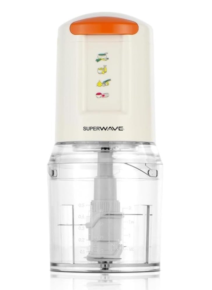 سوبر ويف قطاعة خضروات كهربائية سعة 0.5 لتر قدرة 300 واط | سرعتان للتقطيع ومزودة بـ 4 شفرات حادة من الاستانلس استيل سهلة التركيب والتنظيف | مفرمة خضار للسلطة والصلصات ومعجن الكاري والبيستو - Image 5