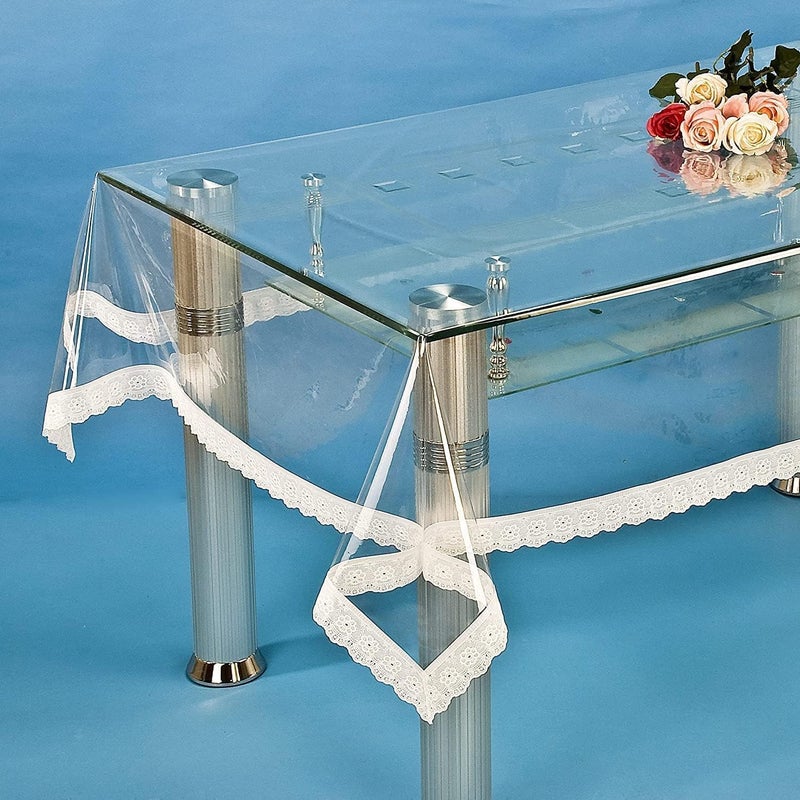 ELECDON Clear Plastic Tablecloth Rectangle, PVC Protector, Vinyl Waterproof/Oil Wipeable ProofTablecloth Cover Table Top Transparent Table Clothes for Rectangle Tables/Wood Furniture - Image 5