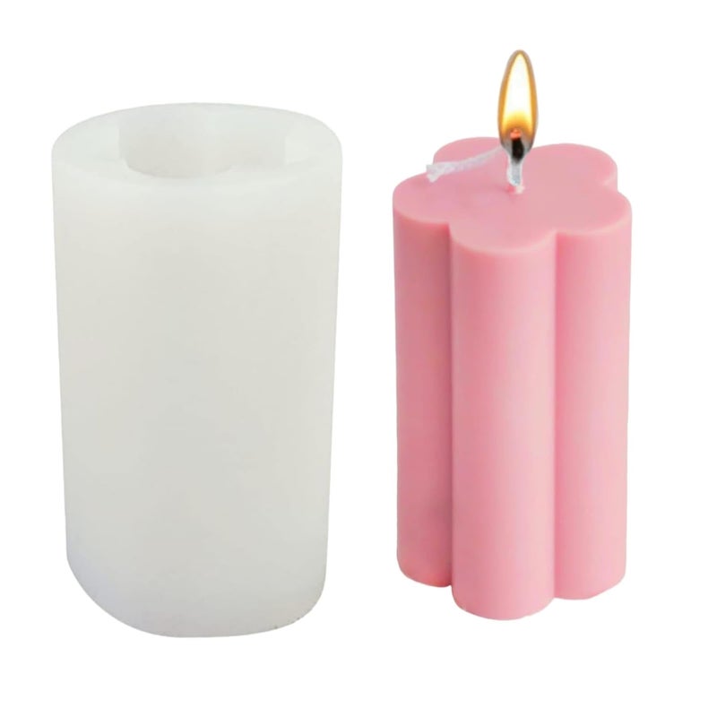 Shoppeecity 3D Large Flower Shaped Long Silicone Candle Mould Daisy Pillar Silicone Mold for Candles Petal Cylinder Silicone Candle Mold Creative Flower Shaped Pillar Sculpture Casting Mold Handmade Resin Mold Aroma Wax Making Mold for Candle Making DIY Craft Soap Beeswax Chocolate - Image 1