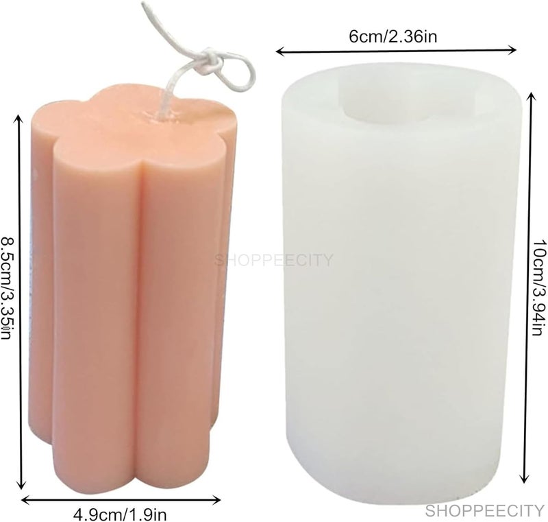 Shoppeecity 3D Large Flower Shaped Long Silicone Candle Mould Daisy Pillar Silicone Mold for Candles Petal Cylinder Silicone Candle Mold Creative Flower Shaped Pillar Sculpture Casting Mold Handmade Resin Mold Aroma Wax Making Mold for Candle Making DIY Craft Soap Beeswax Chocolate - Image 4