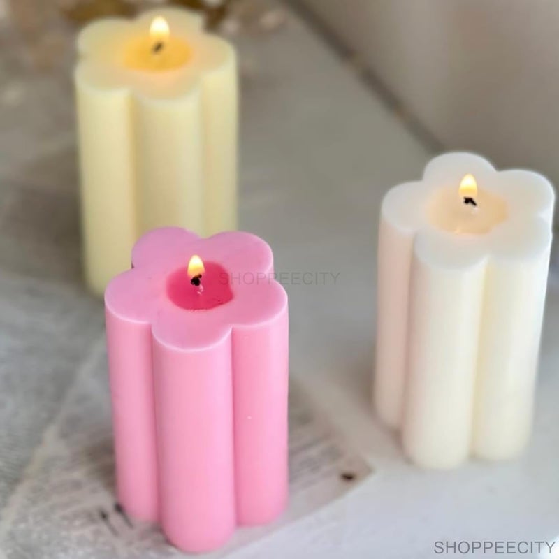 Shoppeecity 3D Large Flower Shaped Long Silicone Candle Mould Daisy Pillar Silicone Mold for Candles Petal Cylinder Silicone Candle Mold Creative Flower Shaped Pillar Sculpture Casting Mold Handmade Resin Mold Aroma Wax Making Mold for Candle Making DIY Craft Soap Beeswax Chocolate - Image 2