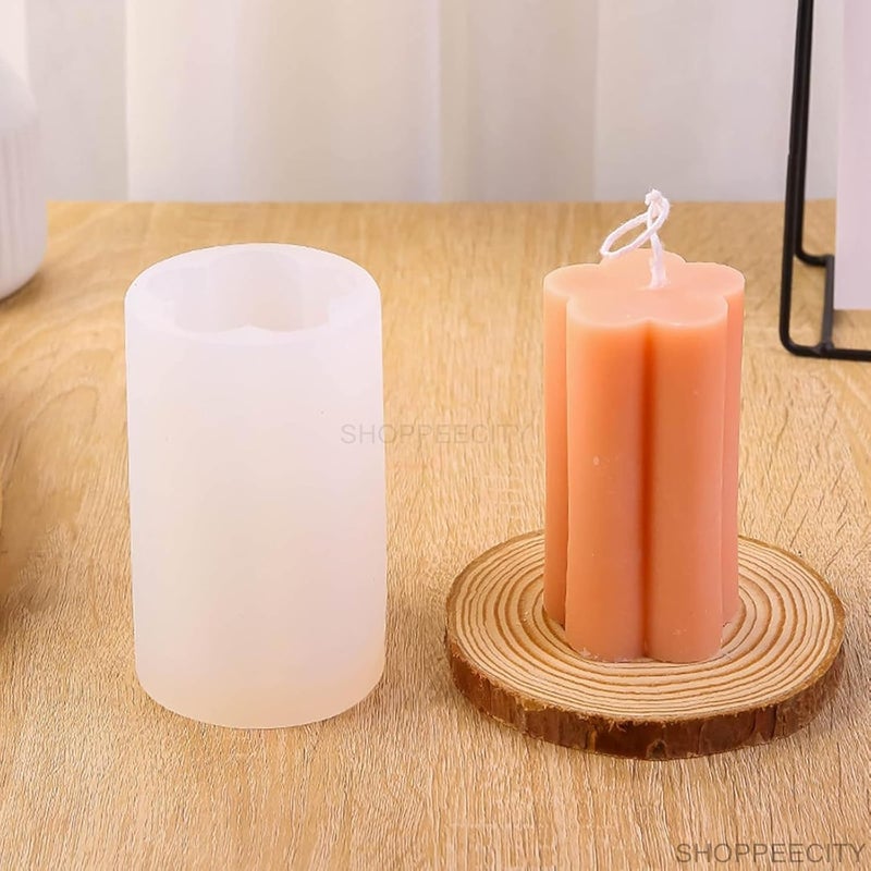 Shoppeecity 3D Large Flower Shaped Long Silicone Candle Mould Daisy Pillar Silicone Mold for Candles Petal Cylinder Silicone Candle Mold Creative Flower Shaped Pillar Sculpture Casting Mold Handmade Resin Mold Aroma Wax Making Mold for Candle Making DIY Craft Soap Beeswax Chocolate - Image 3