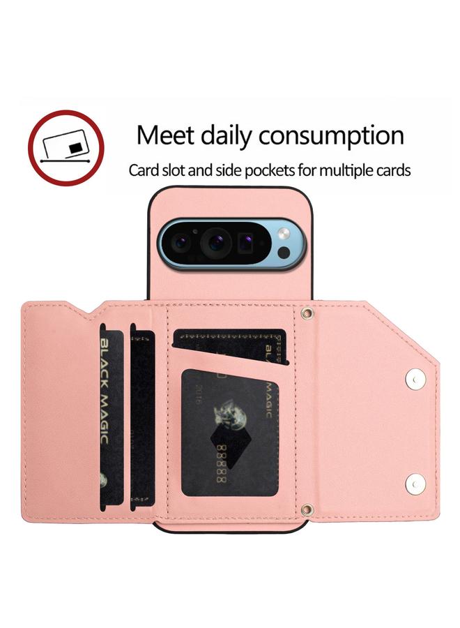 S-TOP Case For Google Pixel 9 Pro Skin Feel Four Card Slots Phone Case with Wrist Strap - Image 5
