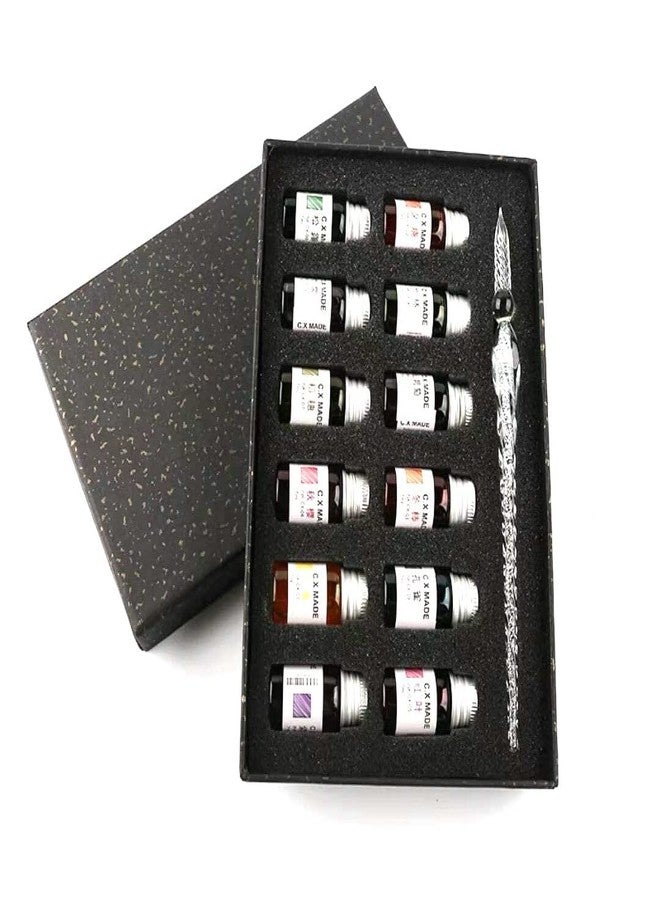 Art Ranger Crystal Glass Dip Pen With 12 Colors - Image 1