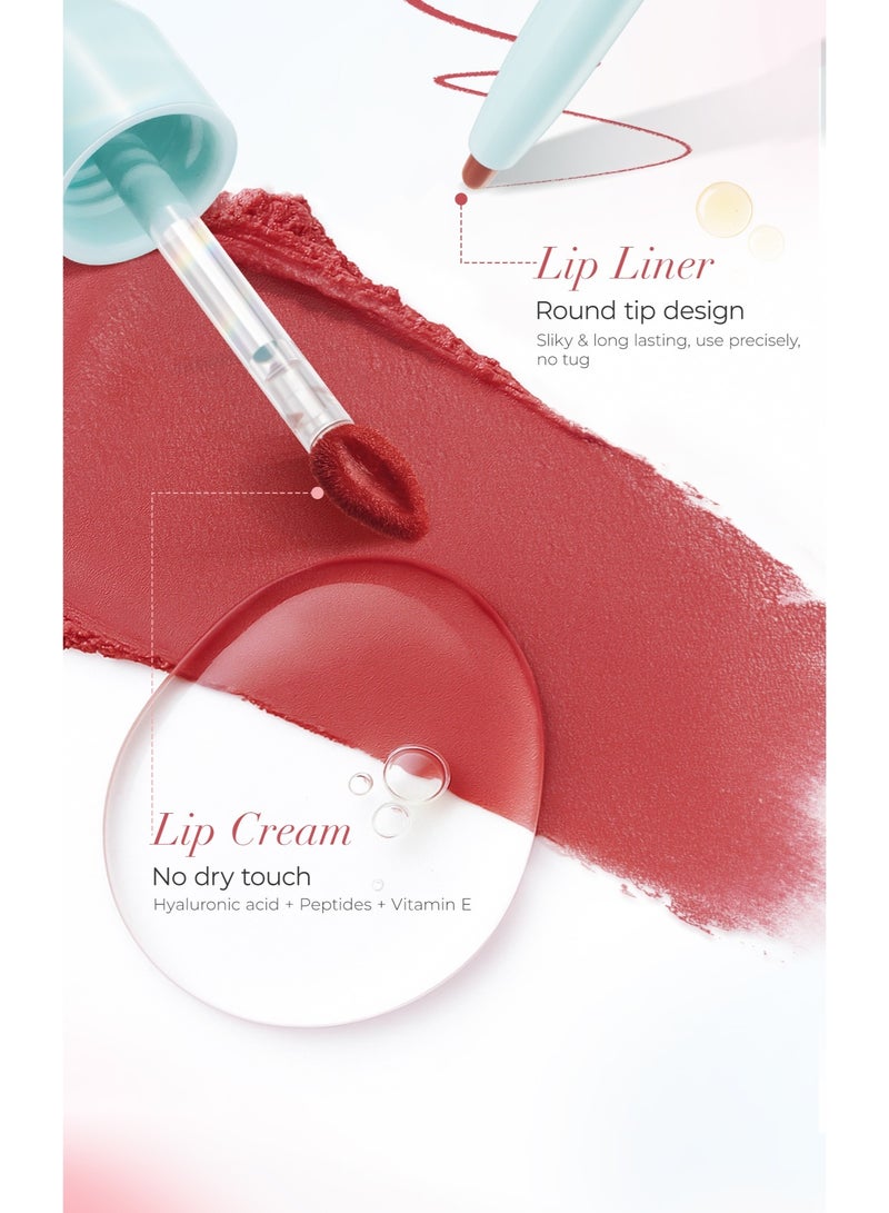 SACE LADY 2-in-1 Lip Cream Booster – 02 Peach Haze – Lip Liner + Soft Matte Lip Cream Duo - Image 5