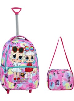 Colourful Patterned Primary School Bag with Trolley + Lunch Box