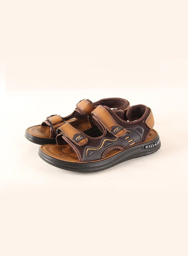 BOTELI Men's 40-45 Large Size Brown Velcro Sandals - Breathable Design Comfortable Sole For Outdoor Sports & Beach Casual Wear - Image 2