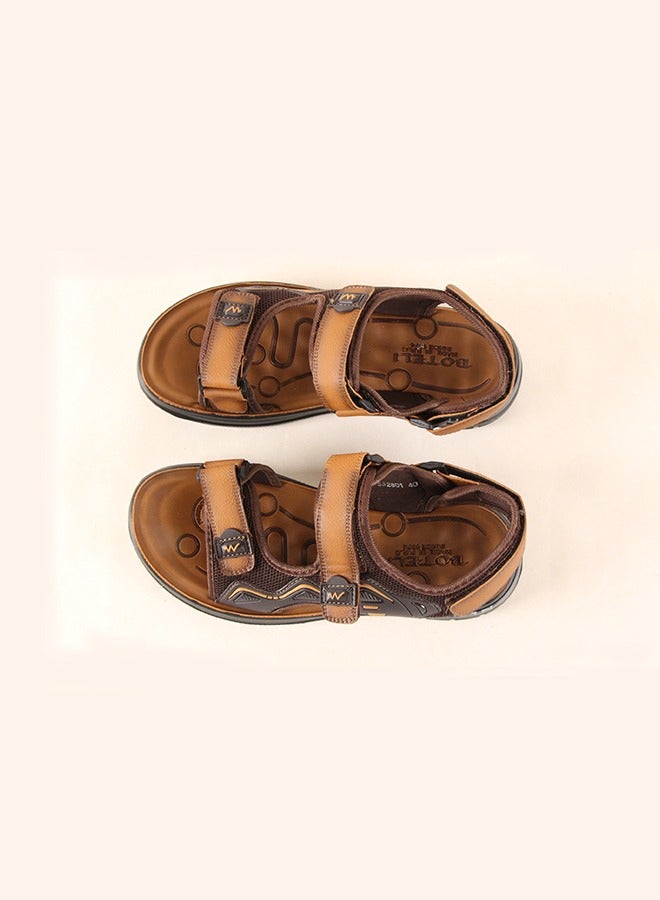 BOTELI Men's 40-45 Large Size Brown Velcro Sandals - Breathable Design Comfortable Sole For Outdoor Sports & Beach Casual Wear - Image 3