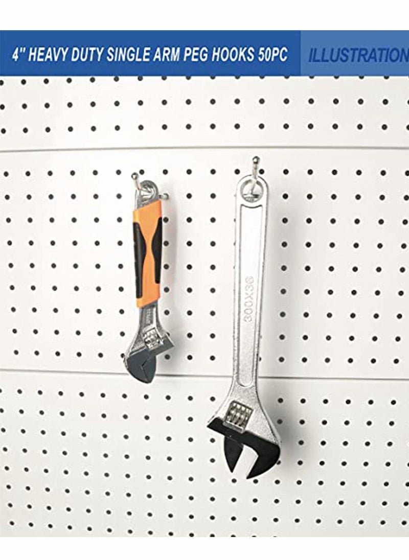 SYOSI Pegboard Hooks, Peg Super Heavy Duty Metal Shelving with Ball Assortment Sturdy Fits 1/4” Garage Storage Organizer 10Packs 4 inch  - Image 4