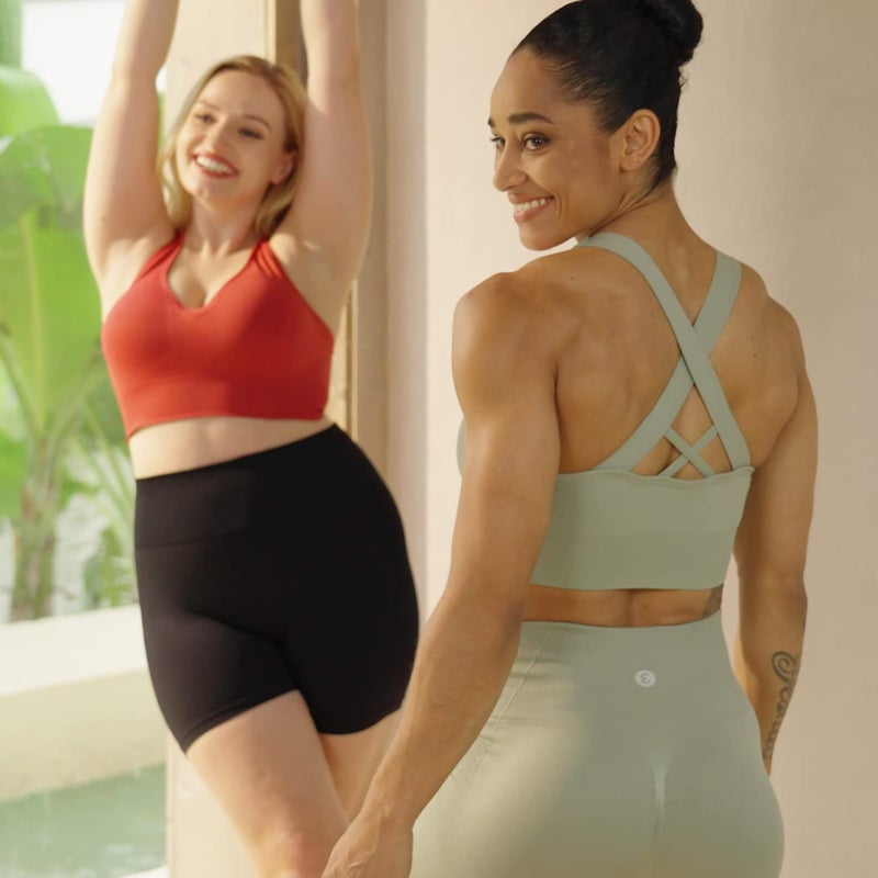 Evercute Sports Bra for Women Padded Medium Support Criss Cross Strappy Bras Seamless High Impact Yoga Exercise Athletic Bras - Image 2