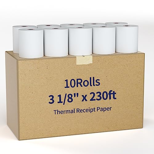NefLaca (10 Rolls) NefLaca Thermal Receipt Paper 3 1/8 x 230, 10 Rolls Receipt Paper POS Register, BPA Free - Image 1