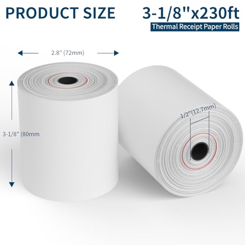 NefLaca (10 Rolls) NefLaca Thermal Receipt Paper 3 1/8 x 230, 10 Rolls Receipt Paper POS Register, BPA Free - Image 2