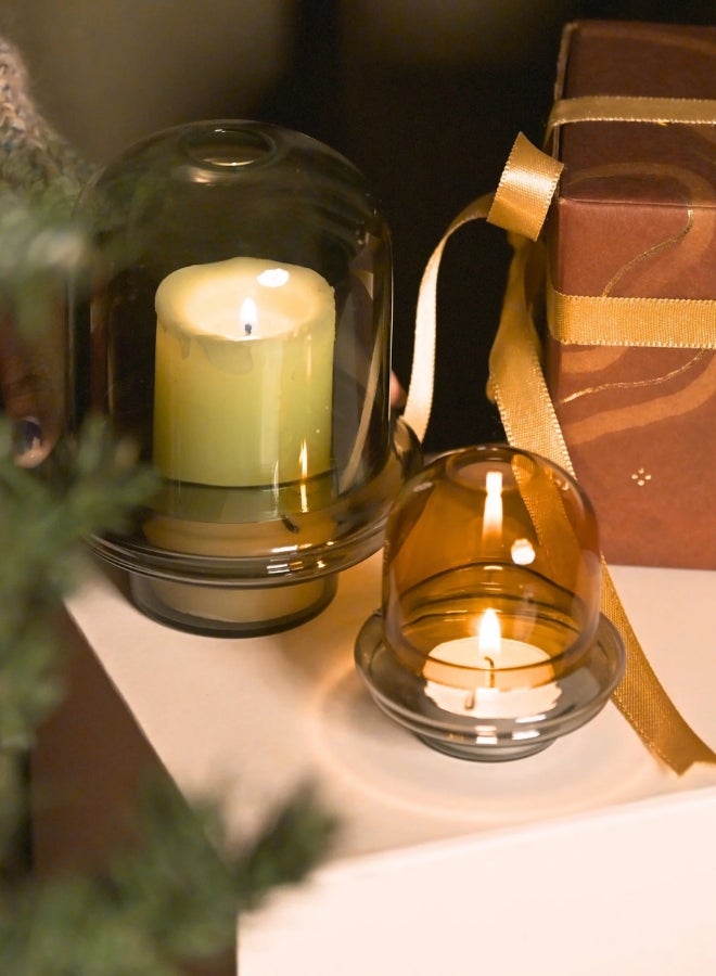 Muun Home Dome Candle Holder with Teal Borosilicate Glass Dome & Slate Grey Base | Modern Pillar Candle Holder for Home Decor | Includes Soy Blend Candle | Luxury Decorative Accent & Gift Box - Image 4