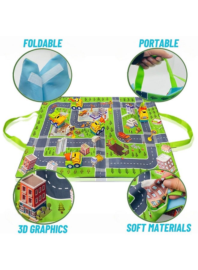 Haktoys Construction Toy Trucks and Play Mat - Build & Play Vehicles with Foldable Mat & Storage Bag | Portable Travel Toy for Toddlers Kids Ages 2-5 | Easy Storage & Transport for Fun On-The-Go - Image 4