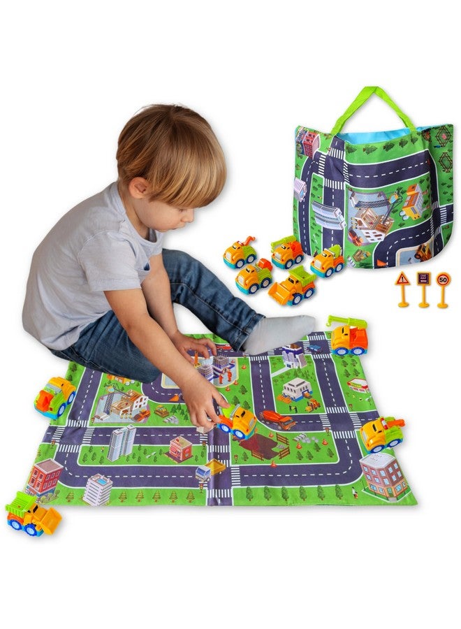Haktoys Construction Toy Trucks and Play Mat - Build & Play Vehicles with Foldable Mat & Storage Bag | Portable Travel Toy for Toddlers Kids Ages 2-5 | Easy Storage & Transport for Fun On-The-Go - Image 1