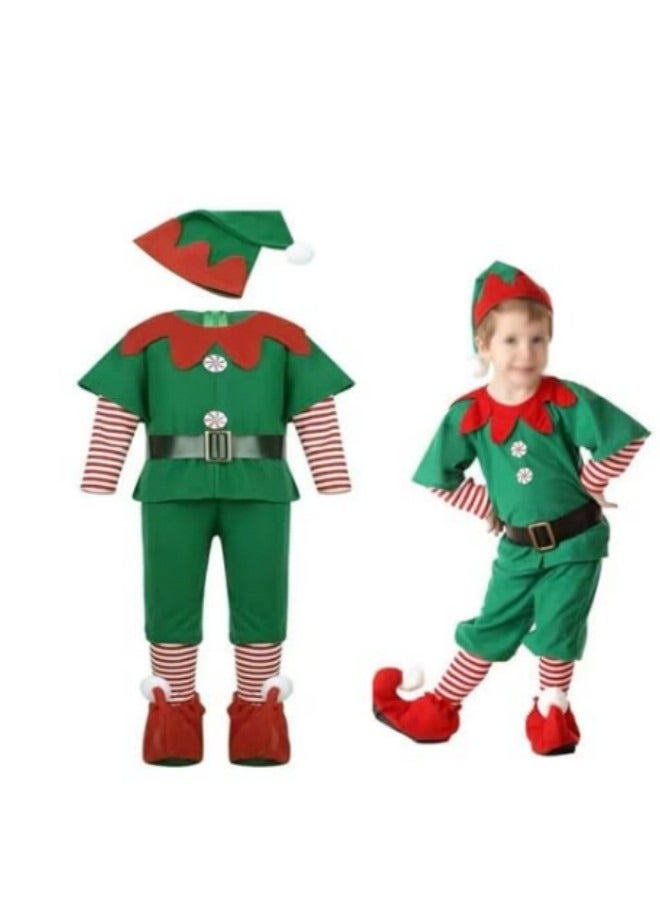 GGEROU Elf Costume Holiday Elf Outfit Green Savage Elf Family Outfit Clothes for Kids Carnival Party Costume for Boys - Image 1