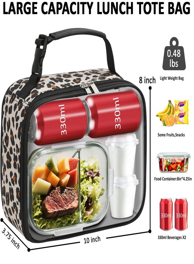 Tenot Lunch Box Kids Insulated Lunch Bag for Boys Girls Cute Reusable Lunch Tote Bag Waterproof Portable Thermal Lunch Box Kids for School Picnic Travel Leopard Print - Image 3