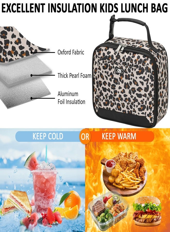 Tenot Lunch Box Kids Insulated Lunch Bag for Boys Girls Cute Reusable Lunch Tote Bag Waterproof Portable Thermal Lunch Box Kids for School Picnic Travel Leopard Print - Image 2