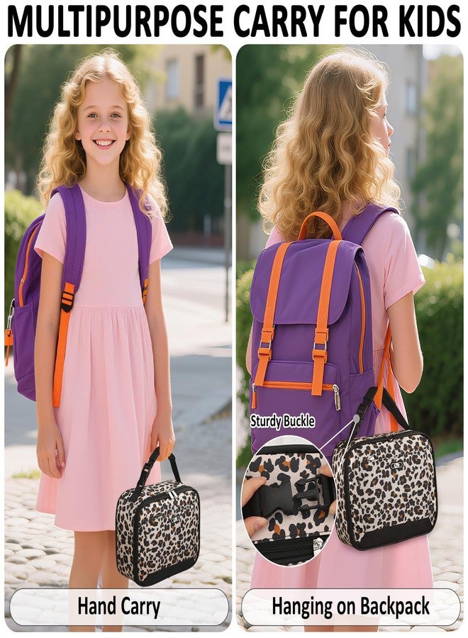 Tenot Lunch Box Kids Insulated Lunch Bag for Boys Girls Cute Reusable Lunch Tote Bag Waterproof Portable Thermal Lunch Box Kids for School Picnic Travel Leopard Print - Image 5