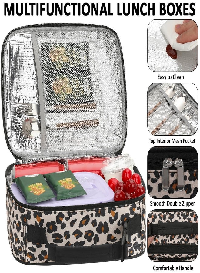 Tenot Lunch Box Kids Insulated Lunch Bag for Boys Girls Cute Reusable Lunch Tote Bag Waterproof Portable Thermal Lunch Box Kids for School Picnic Travel Leopard Print - Image 4
