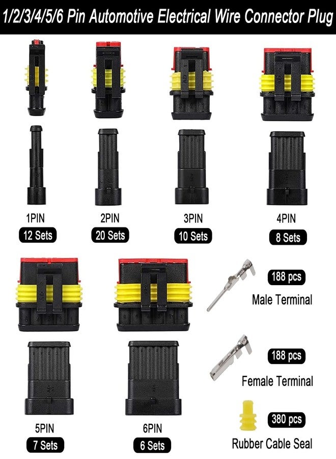 maierke 1008pcs 63 Sets Waterproof Car Electrical Connectors Waterproof Wire Connectors Car Replacement Ignition Plug Connectors with 1/2/3/4/5/6 Pin Ratchet Crimper Pliers - Image 3