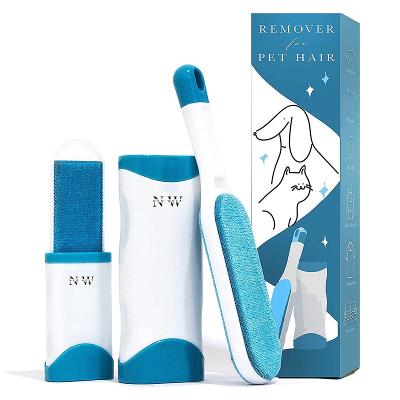 EVRR Double-Sided Reusable Pet Hair Remover Lint Brush with Self-Cleaning Base Cat Hair and Dog Hair Remover, Lint Remover for Clothes and Furniture Pet Hair Remover for FurnitureTravel Size Included - Image 1