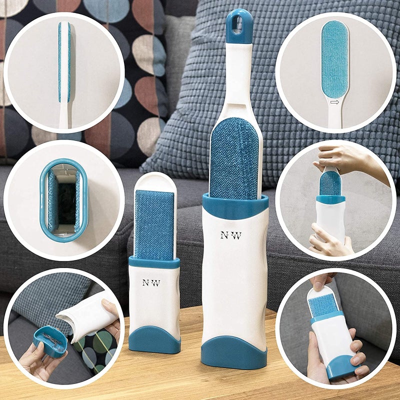 EVRR Double-Sided Reusable Pet Hair Remover Lint Brush with Self-Cleaning Base Cat Hair and Dog Hair Remover, Lint Remover for Clothes and Furniture Pet Hair Remover for FurnitureTravel Size Included - Image 5