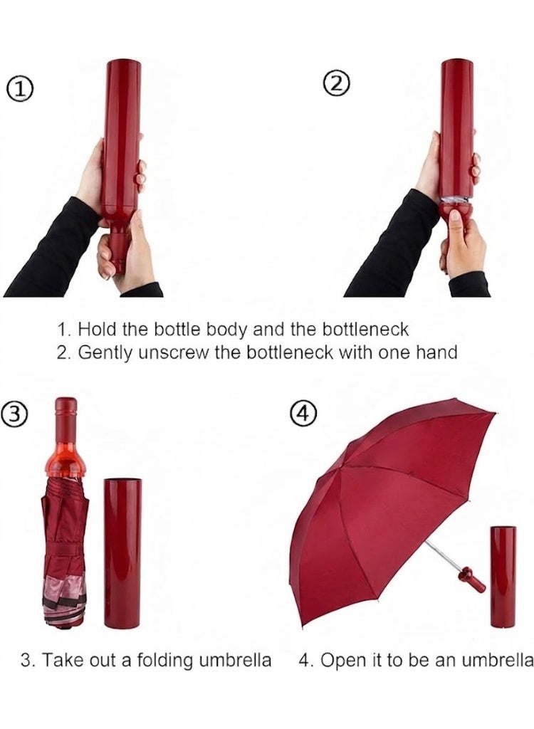 Compact Travel Umbrella with UV Protection and Rain Shield – Double Layer Foldable Automatic Open Windproof Lightweight Umbrella 98cm with Bottle-Shaped Storage Case for Daily Travel and Outdoor Use - Image 4