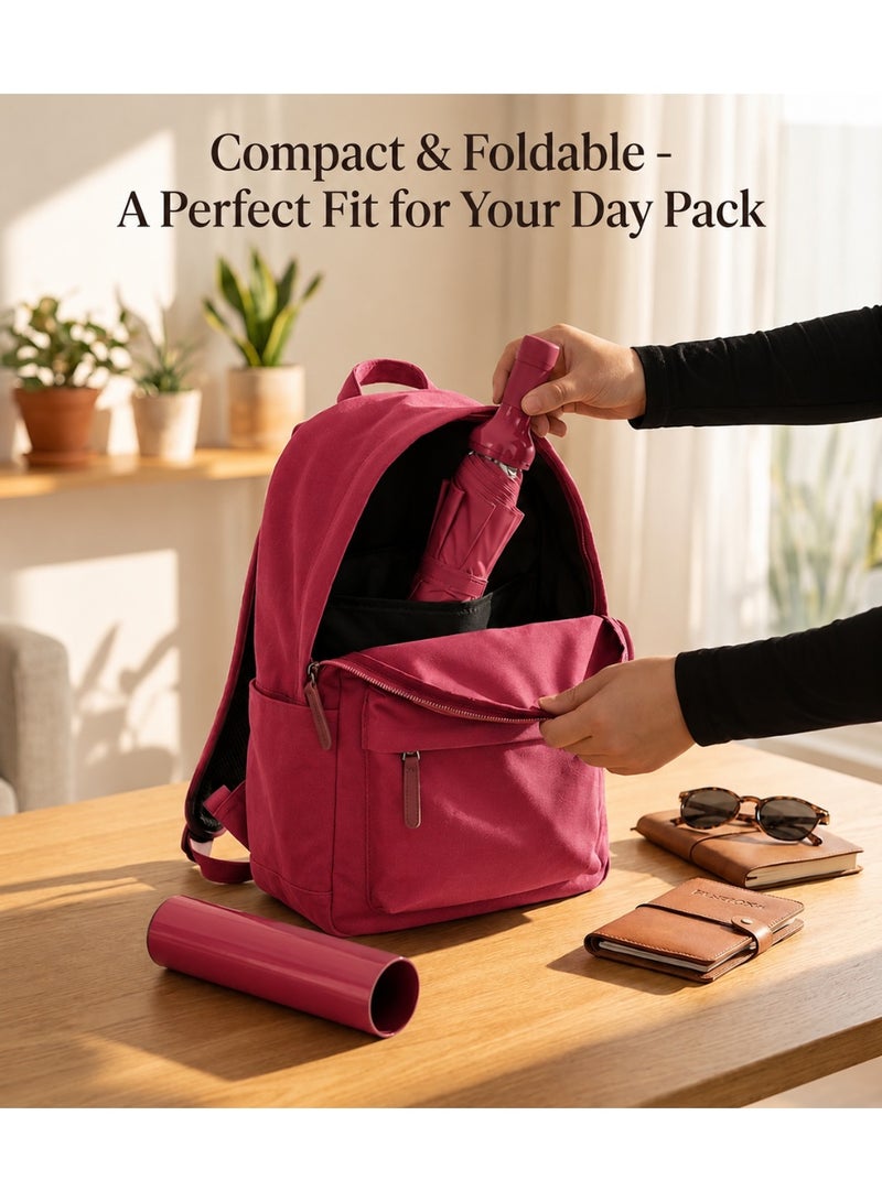 Compact Travel Umbrella with UV Protection and Rain Shield – Double Layer Foldable Automatic Open Windproof Lightweight Umbrella 98cm with Bottle-Shaped Storage Case for Daily Travel and Outdoor Use - Image 3