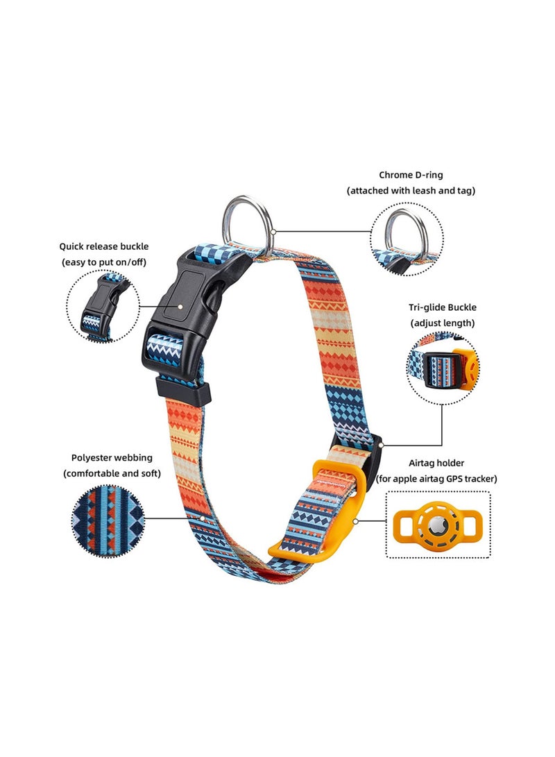 Excefore AirTag Dog Collar, Padded Apple Air Tag Dog Collar, Adjustable Air Tag Accessories Pet Collar, Nylon Pet Collars for Large Dogs, Heavy Duty Dog Collar with AirTag Holder Case (Dog M, Blue) - Image 2