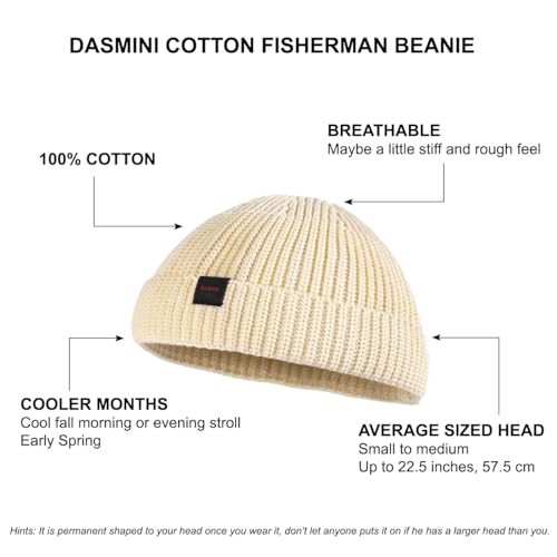 DASMINI Fisherman Beanie,Skull Cap Mens Cotton Beanie Winter hat Small Short Warm Gift (Black+Cream, Size M) - Image 5