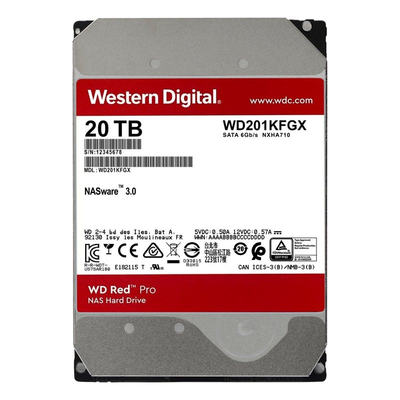 Western Digital Western Digital 20TB WD Red Pro NAS Internal Hard Drive HDD - 7200 RPM, SATA 6 Gb/s, CMR, 512 MB Cache, 3.5" - WD201KFGX - Image 2