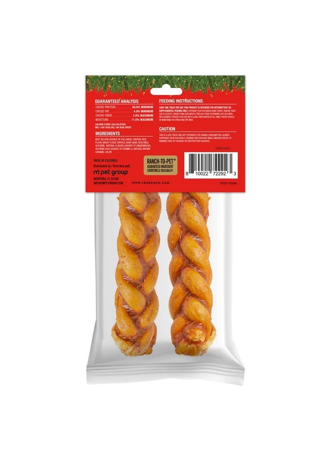 TRURANCH - TRURANCH Gingerbread Collagen Braids - 1 Bag, 2 Count, Limited Edition Holiday Stocking Stuffer, Rawhide Free, 50% Protein, Healthy Limited Ingredients Dog Chew, for Small, Medium and Large Dogs - Image 1