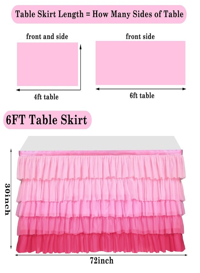 Tioncy 6 ft x 30 in Teacher Desk Skirt 6 Layers Tulle Pink Desk Skirt for Teacher Classroom Rectangle Table Back to School Supplies for Kindergarten Preschool Elementary School Classroom Decor - Image 2