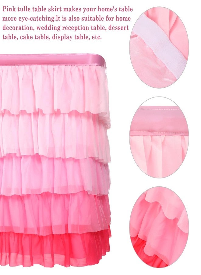 Tioncy 6 ft x 30 in Teacher Desk Skirt 6 Layers Tulle Pink Desk Skirt for Teacher Classroom Rectangle Table Back to School Supplies for Kindergarten Preschool Elementary School Classroom Decor - Image 3