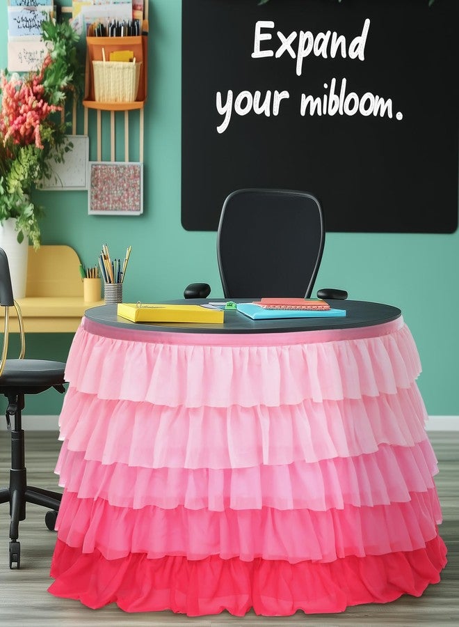 Tioncy 6 ft x 30 in Teacher Desk Skirt 6 Layers Tulle Pink Desk Skirt for Teacher Classroom Rectangle Table Back to School Supplies for Kindergarten Preschool Elementary School Classroom Decor - Image 4