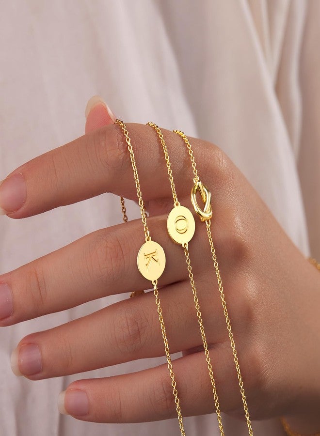 Poxtex Gold Initial Bracelets for Women, Dainty 14K Gold Plated Knot Letter P Initial Bracelet Layered Trendy Personalized Jewelry for Women, Gifts for Christma Valentines Birthday Stuff - Image 4